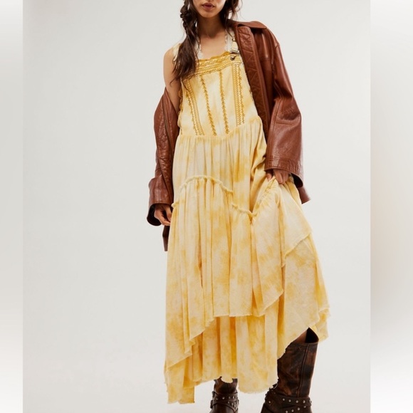 NWT Free People Bali Devon Skirtall - Italian straw / gold - S - Picture 5 of 10